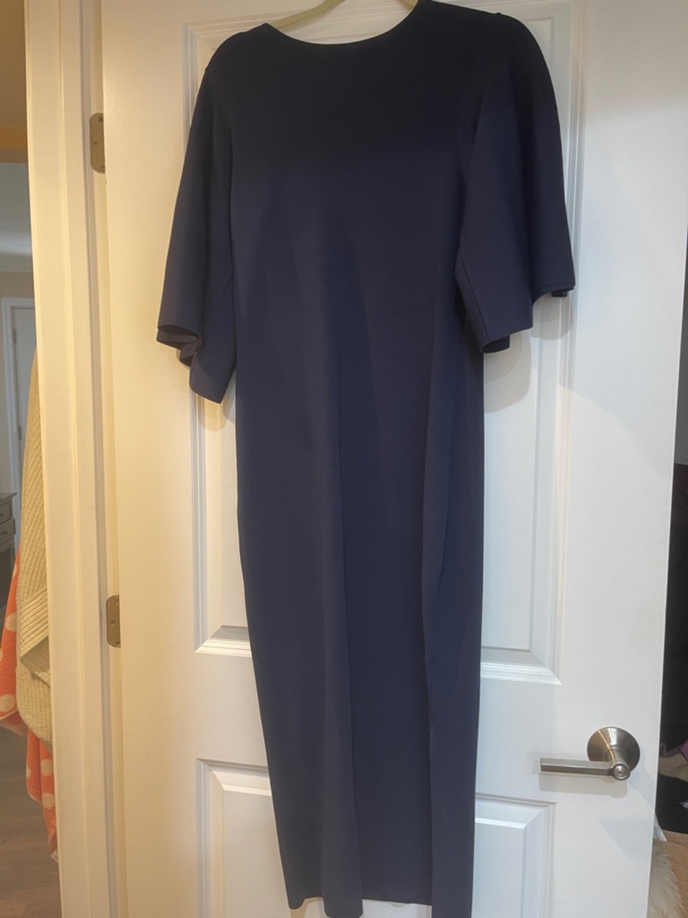 Ted Baker Navy Midi Dress with Flutter Sleeves